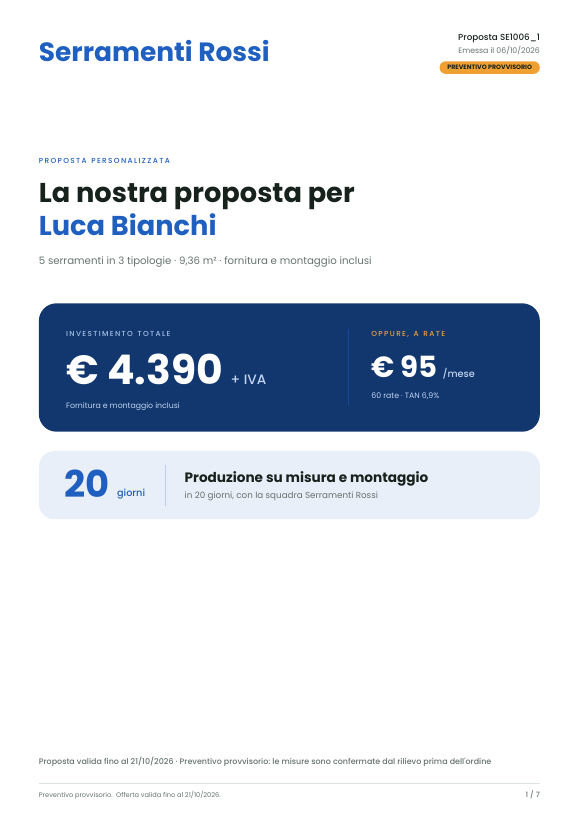 Esempio di preventivo, pagina 1