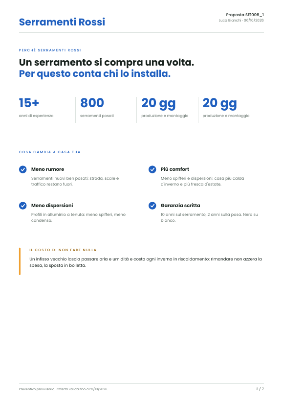 Esempio di preventivo, pagina 2